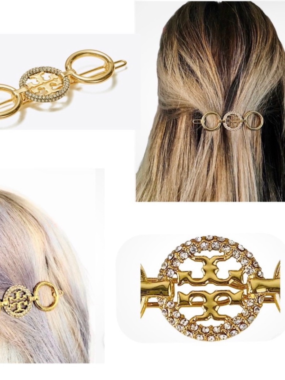 Tory Burch Gold Logo Hair Link Barrette NWT